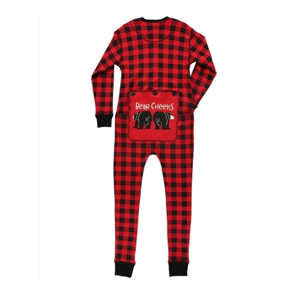 Lazy One Red and Black Plaid Kids One Pc Pajama Sz 12 NWOT
